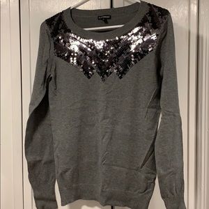 EXPRESS Gray sweater with black sequins Medium